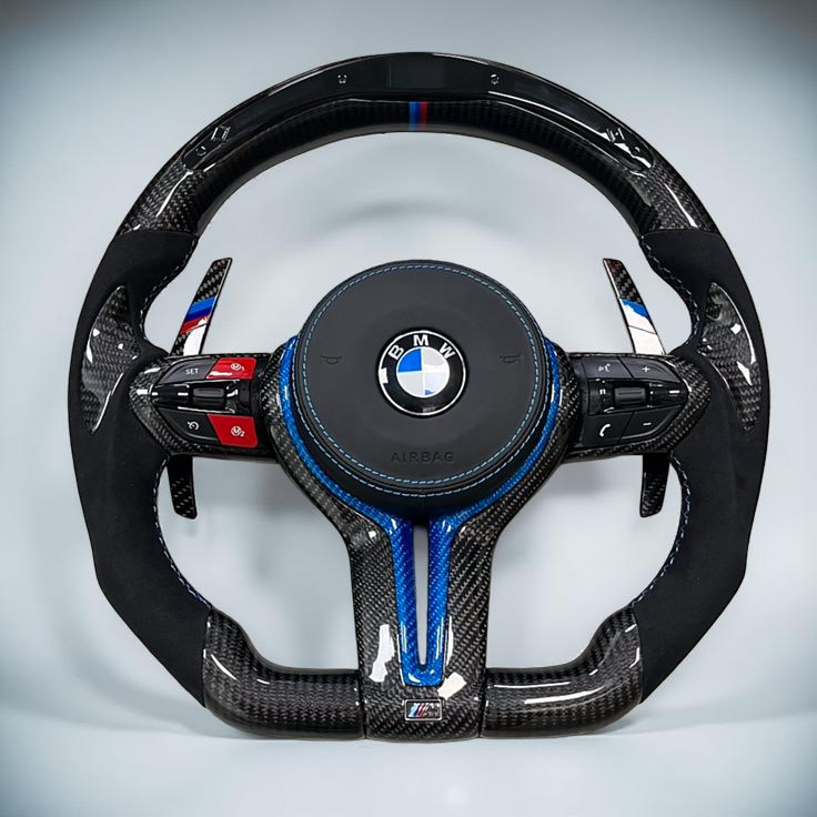 Volante BMW M – Carbono Forjado Azul Alcántara Display LED