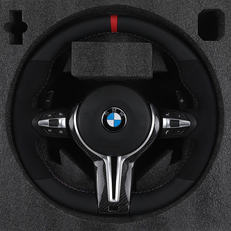 Volante BMW M Performance en Cuero Negro y Fibra de Carbono con Levas, M1/M2 y Multifunción