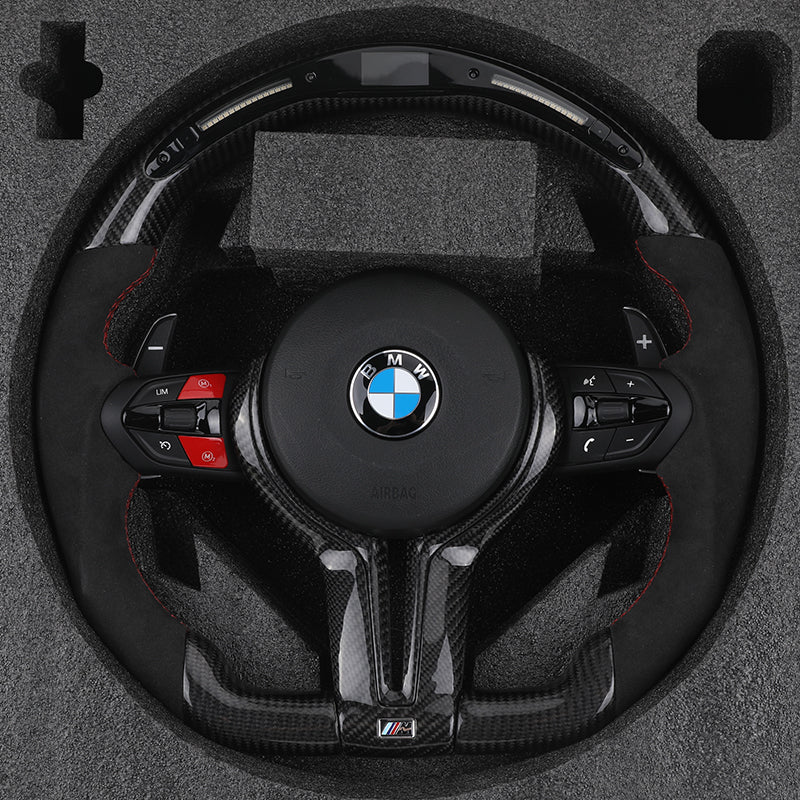 Volante BMW M Performance en Fibra de Carbono y Alcantara con Race Display, Levas, M1/M2 y Multifunción