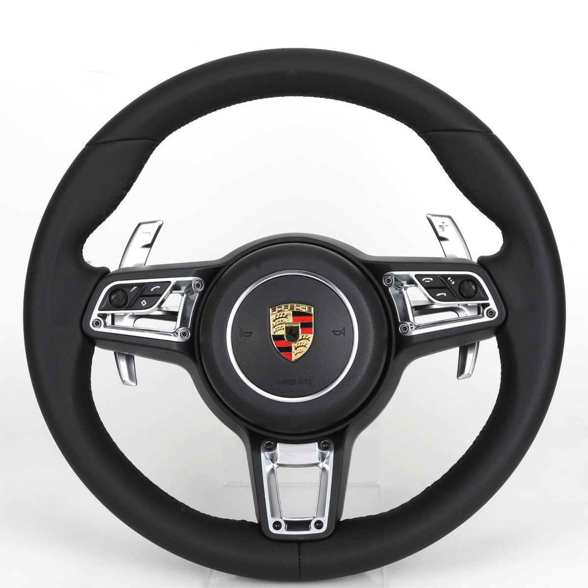 Volante Deportivo Porsche de Cuero Negro con Mandos Multifunción, Levas de Cambio y Airbag Incluido