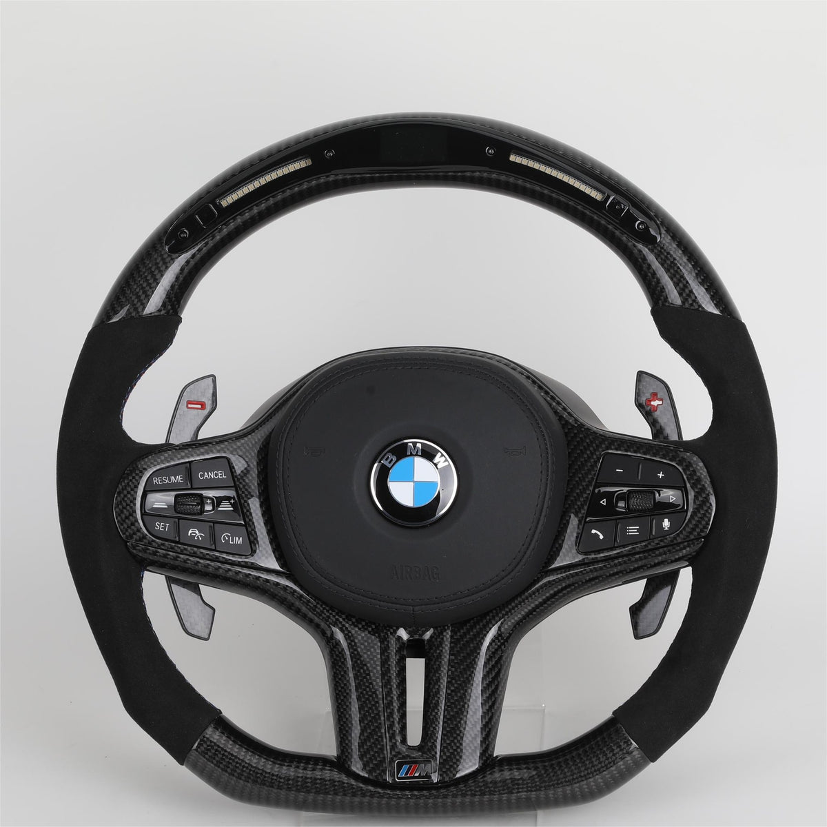 Volante BMW M Deportivo en Fibra de Carbono y Alcántara | Pantalla LED, Levas de Carbono, Fondo Plano y Airbag