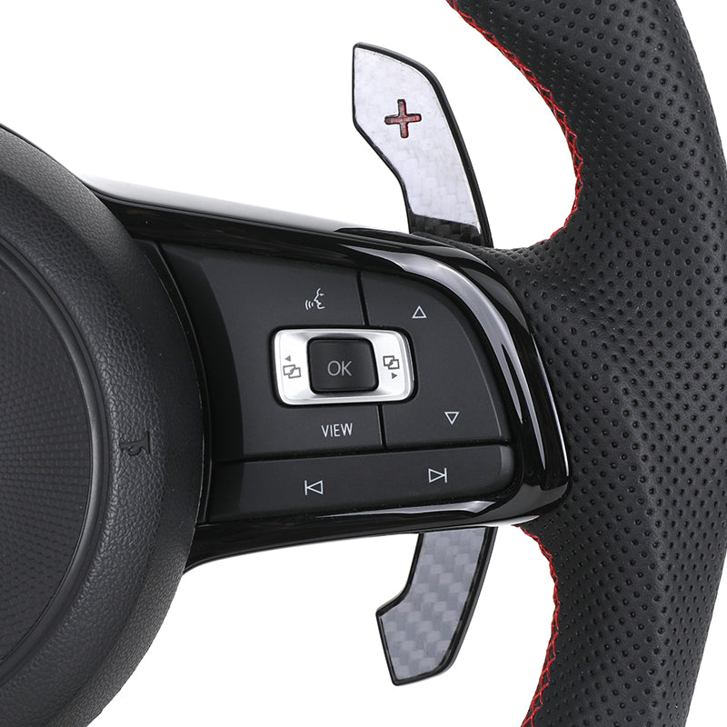 Volante Deportivo Volkswagen Golf R en Fibra de Carbono y Cuero Perforado con Levas DSG