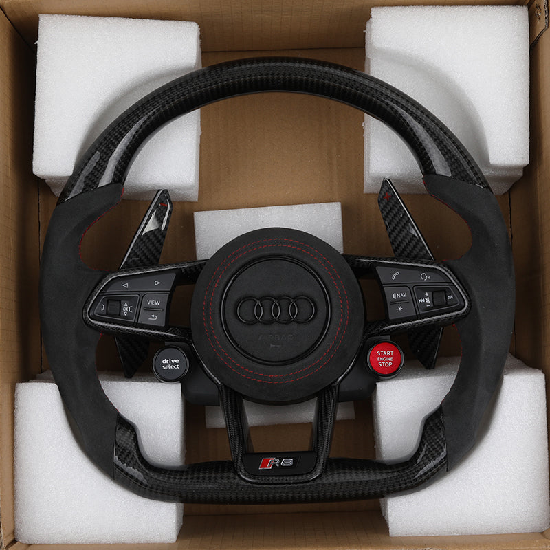 Volante Audi R8 Carbono + Alcantara | Costura Roja + Levas Deportivas