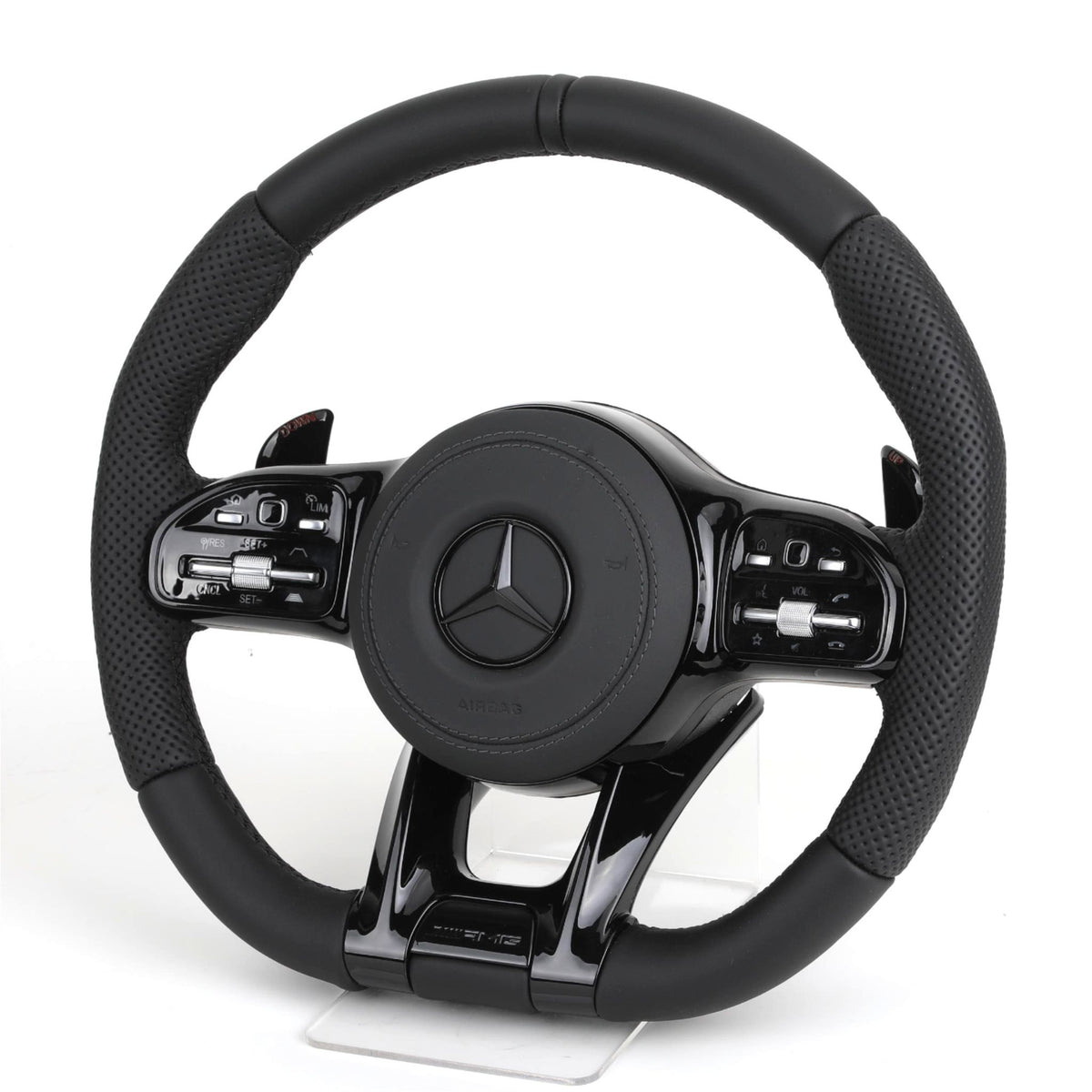 Volante Mercedes-AMG Negro Piano + Carbono | Cuero Perforado + Levas