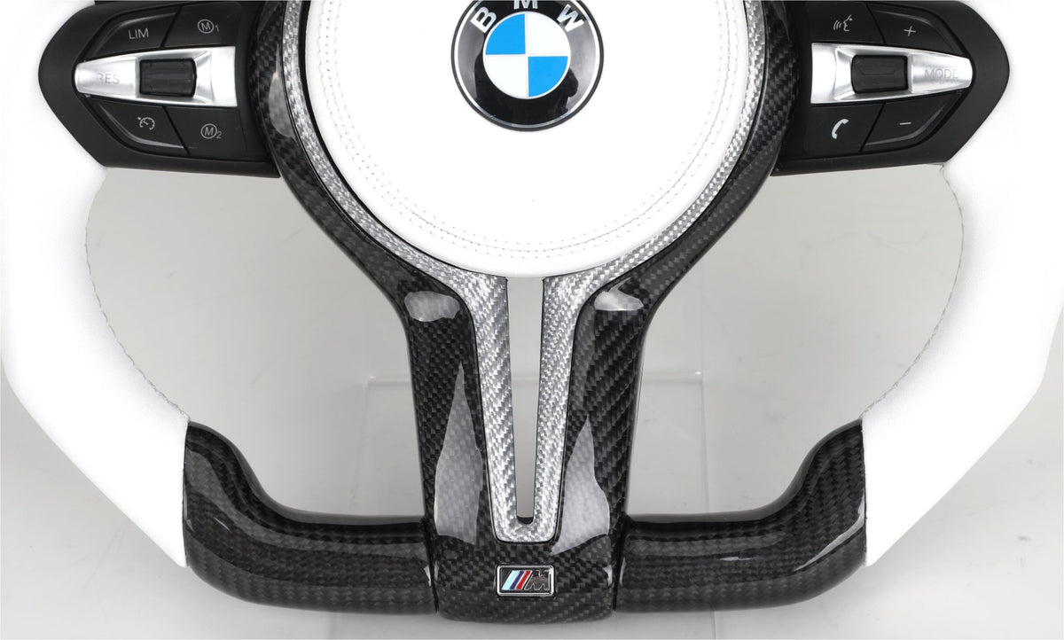 Volante BMW M Performance Carbono y Cuero Blanco | Diseño Deportivo