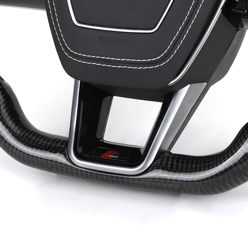 Volante Audi S Line en Fibra de Carbono y Cuero Perforado con Levas y Multifunción