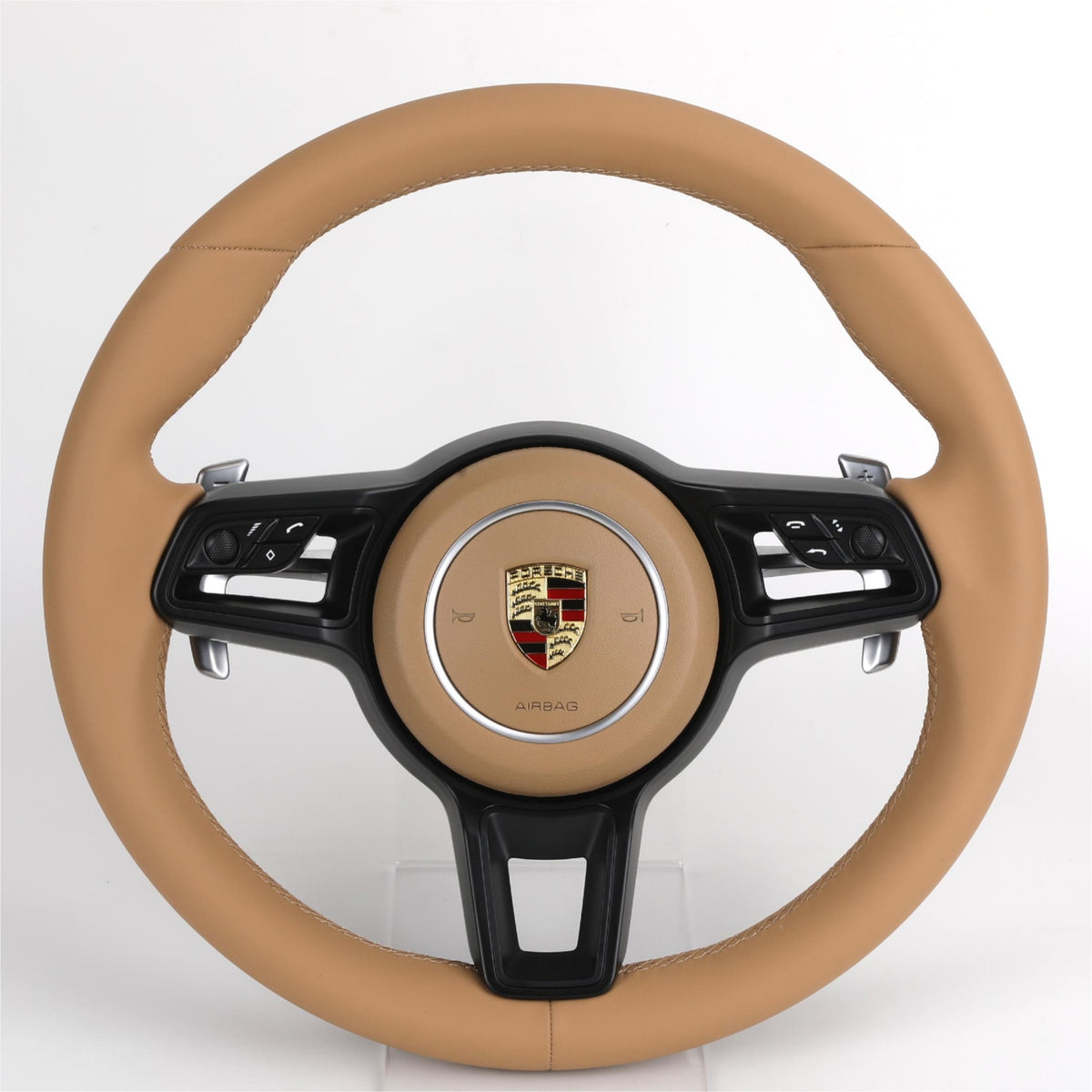 Volante Porsche Deportivo en Piel Color Beige | Levas de Cambio, Mandos Multifunción, Aro Redondo y Airbag