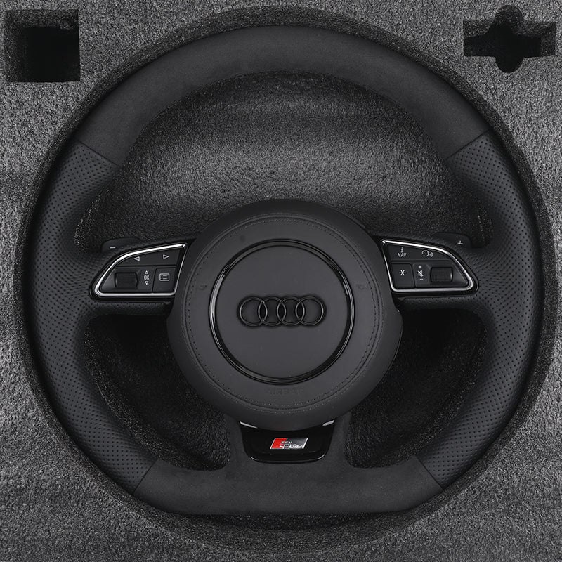 Volante Audi S line Alcántara | Cuero Perforado, Multifunción y Levas