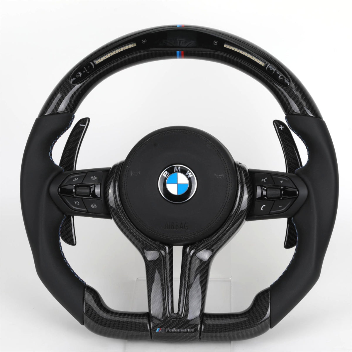 Volante BMW M Performance en Fibra de Carbono y Alcantara con Levas, M1/M2 y Race Display