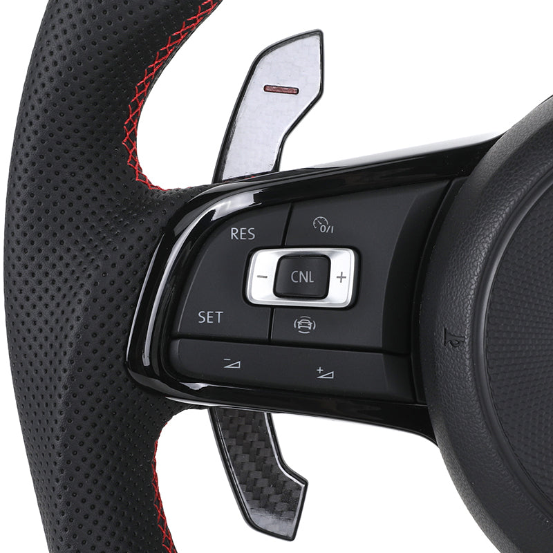 Volante Deportivo Volkswagen Golf R en Fibra de Carbono y Cuero Perforado con Levas DSG