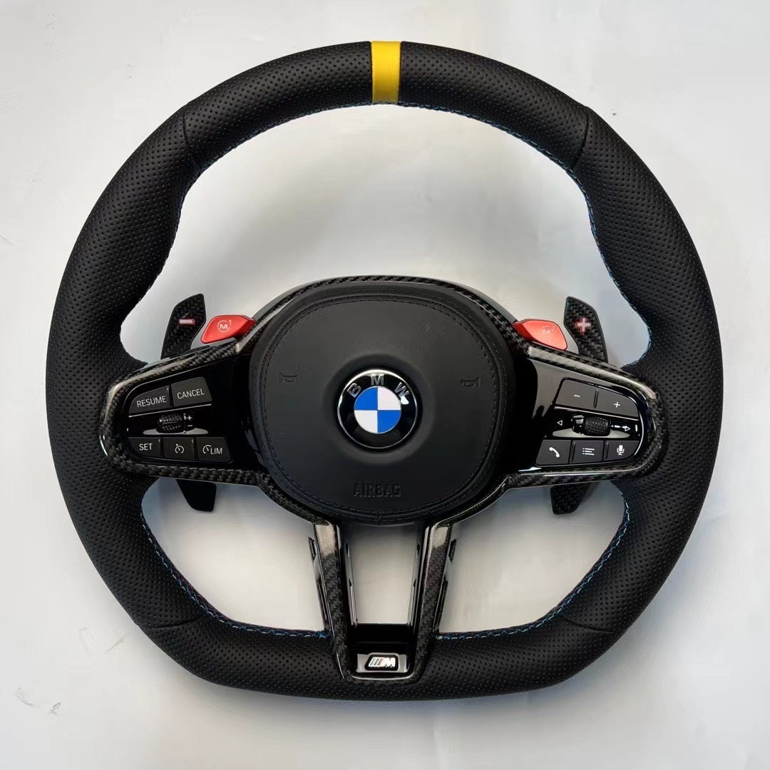 Volante Deportivo BMW M Performance en Fibra de Carbono, Cuero Perforado y M1/M2