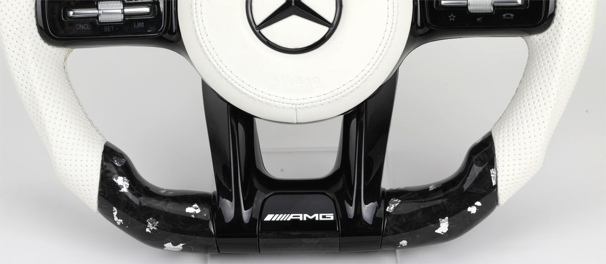 Volante Mercedes-AMG Performance Style | Blanco, Carbono Brillo y Levas