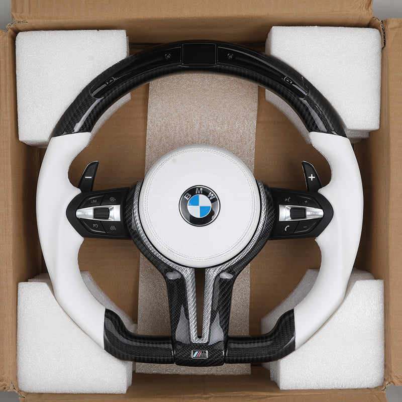 Volante BMW M Performance Carbono y Cuero Blanco | Diseño Deportivo