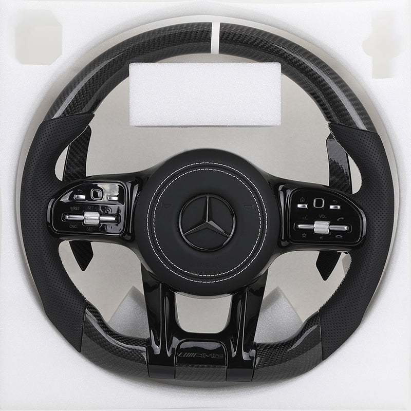 Volante Mercedes AMG Carbono + Negro Perforado | Levas + Multifunción