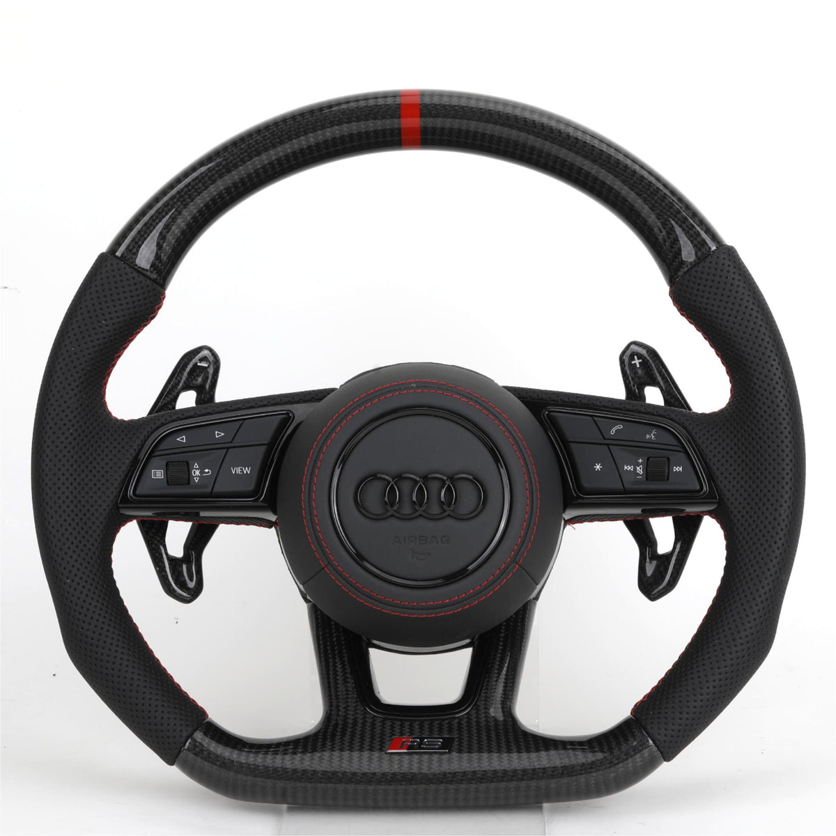 Volante Audi RS Deportivo en Fibra de Carbono y Cuero Perforado con Levas y Multifunción