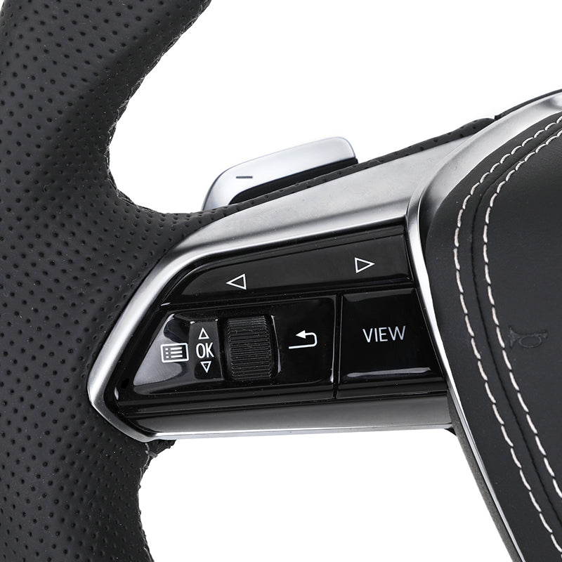 Volante Audi S Line en Fibra de Carbono y Cuero Perforado con Levas y Multifunción