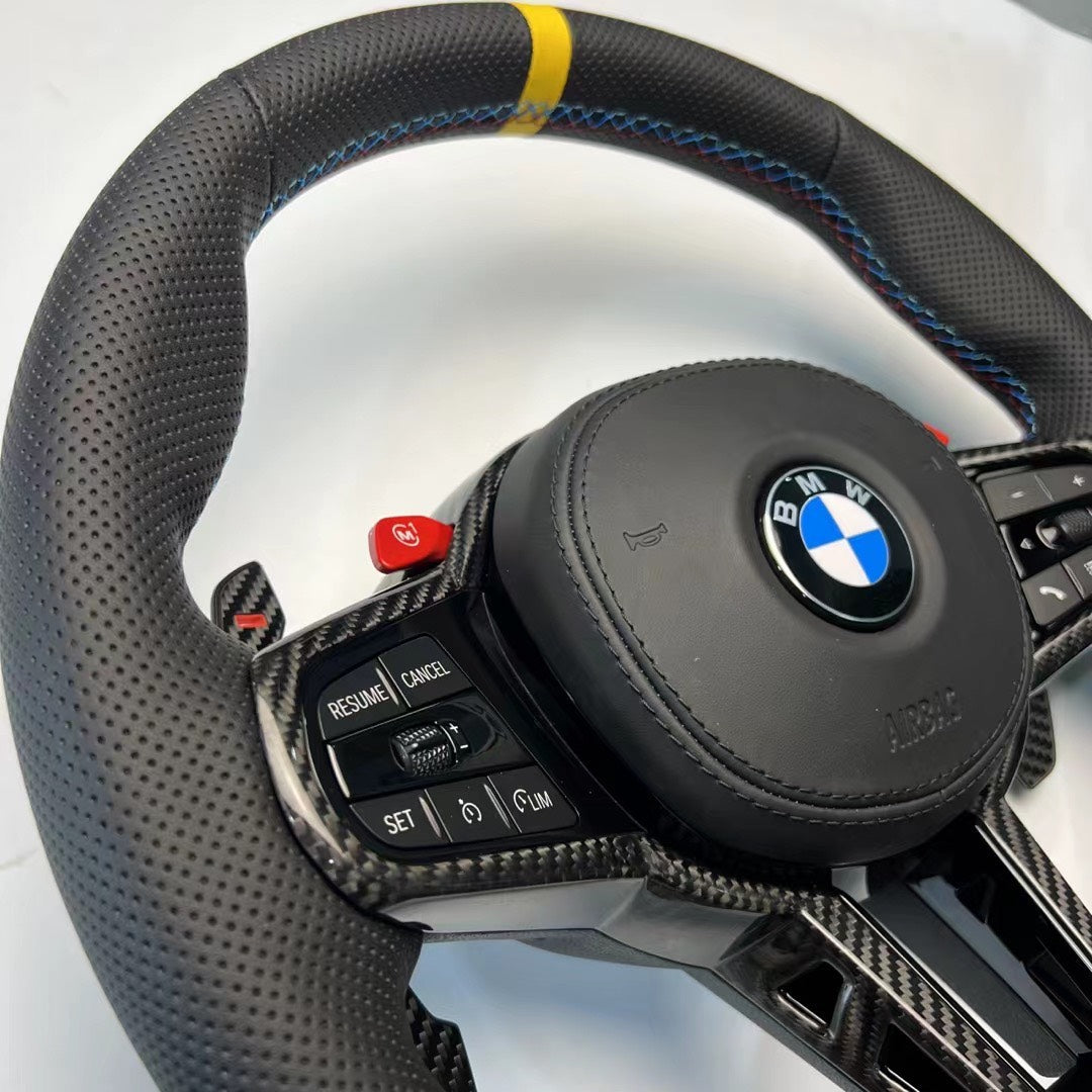 Volante Deportivo BMW M Performance en Fibra de Carbono, Cuero Perforado y M1/M2