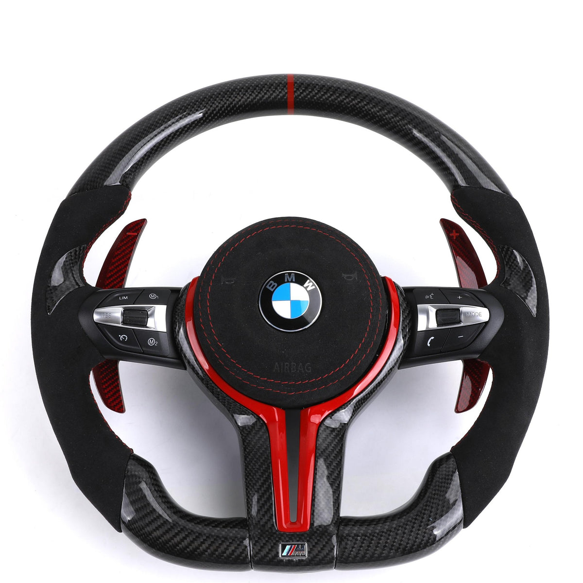 Volante BMW M Carbono y Alcantara | Detalles Rojos y Levas