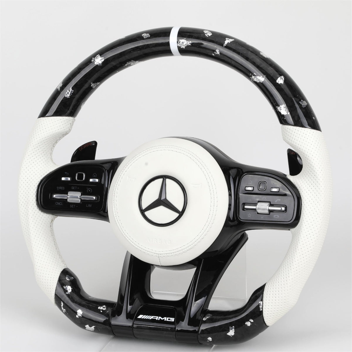 Volante Mercedes-AMG Performance Style | Blanco, Carbono Brillo y Levas