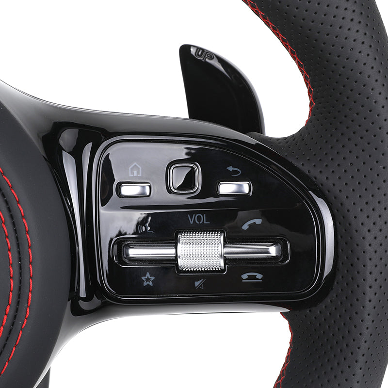 Volante Mercedes-AMG Performance | Carbono Brillo, Cuero Negro y Detalles Rojos