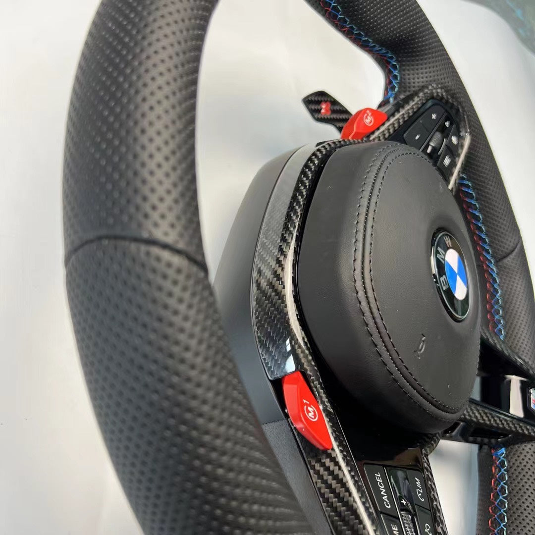 Volante Deportivo BMW M Performance en Fibra de Carbono, Cuero Perforado y M1/M2