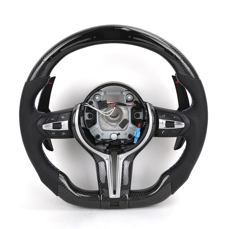 Volante BMW M Performance en Fibra de Carbono y Cuero Perforado con Race Display, M1/M2 y Levas