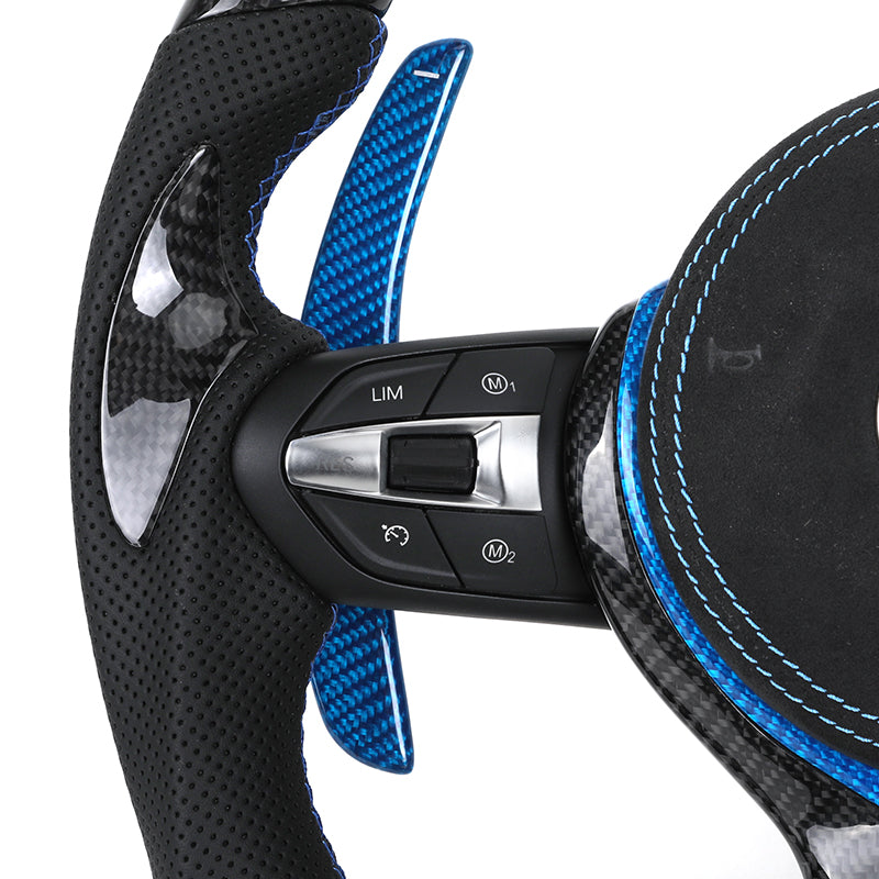 Volante BMW M Performance | Carbono Brillo, Carbono Azul y Levas