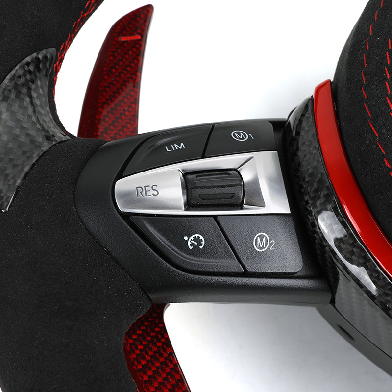 Volante BMW M Carbono y Alcantara | Detalles Rojos y Levas