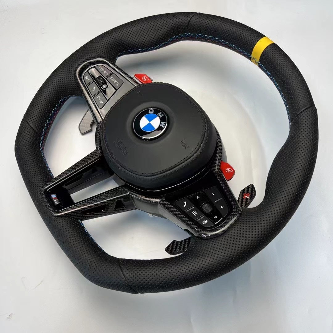Volante Deportivo BMW M Performance en Fibra de Carbono, Cuero Perforado y M1/M2