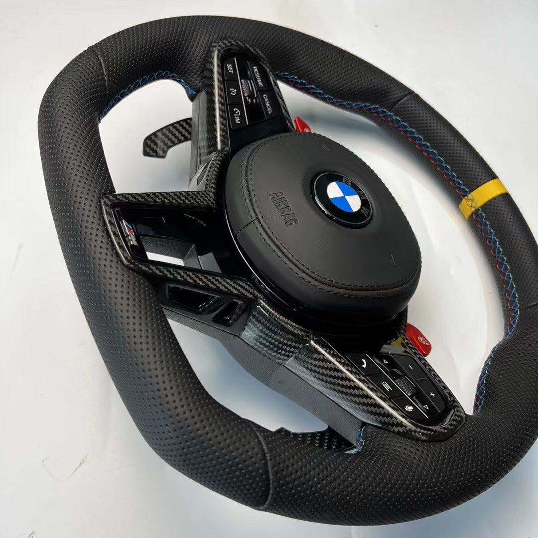 Volante Deportivo BMW M Performance en Fibra de Carbono, Cuero Perforado y M1/M2