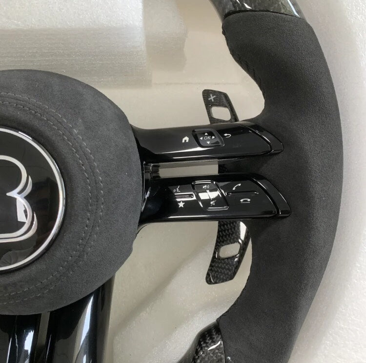 Volante Mercedes-BRABUS de Carbono y Alcántara | Doble Achatado, Levas de Cambio, Mandos Multifunción y Airbag