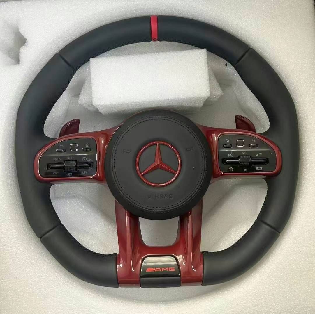 Volante Mercedes-AMG – Cuero Negro & Rojo Burdeos