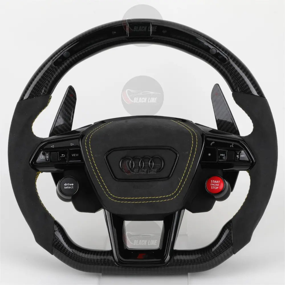 Volante Audi RS Carbono y Alcantara | Costuras Amarillas y Levas