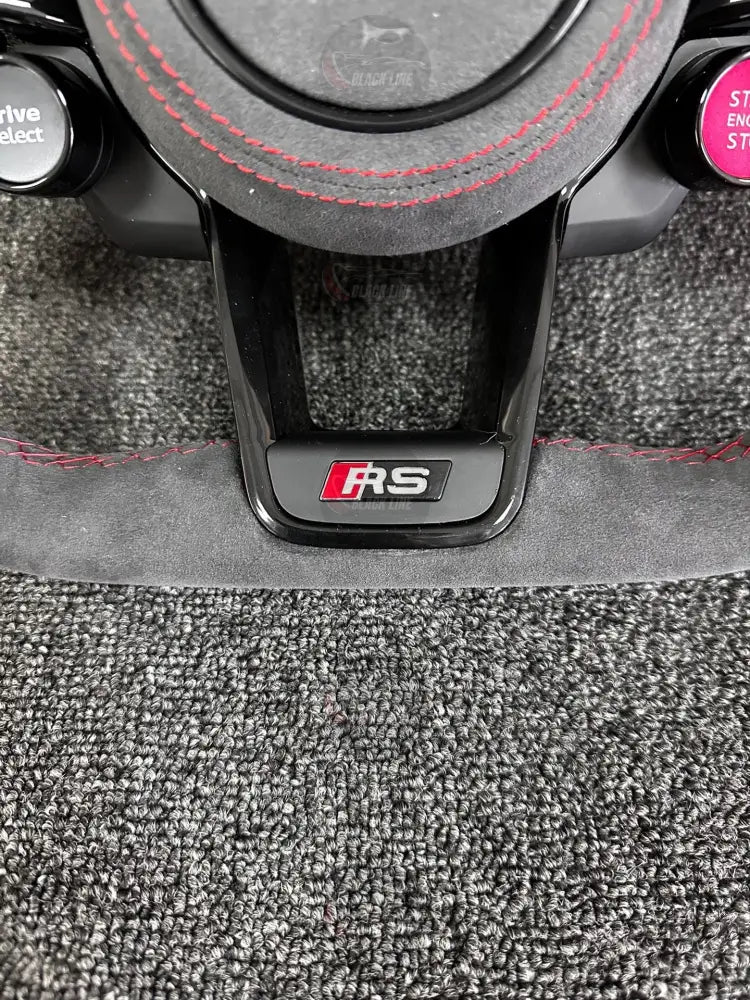 Volante Audi RS Deportivo en Alcántara Gris con Costuras Rojas | Levas Drive Select Start/Stop Fondo Plano y Airbag