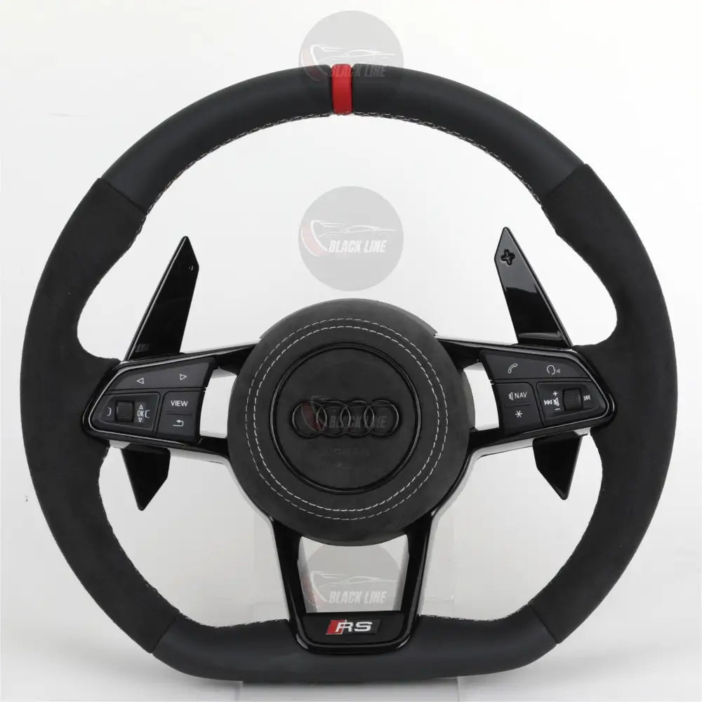 Volante Audi RS en Alcantara Negro con Costuras Blancas Levas y Multifunción