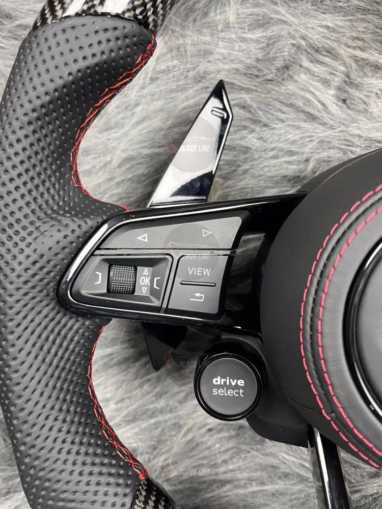 Volante Audi RS Deportivo en Carbono y Cuero Perforado con Pantalla LED | Levas Drive Select Start/Stop Fondo Plano y