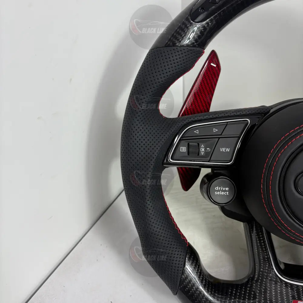 Volante Audi RS Personalizado en Fibra de Carbono Cuero Perforado y Pantalla LED con Airbag Incluido
