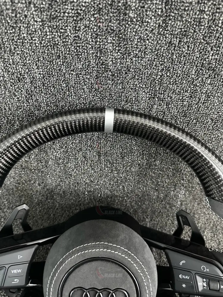 Volante Audi RS Deportivo en Fibra de Carbono y Alcántara Gris | Levas Drive Select Start Engine Stop Multifunción y