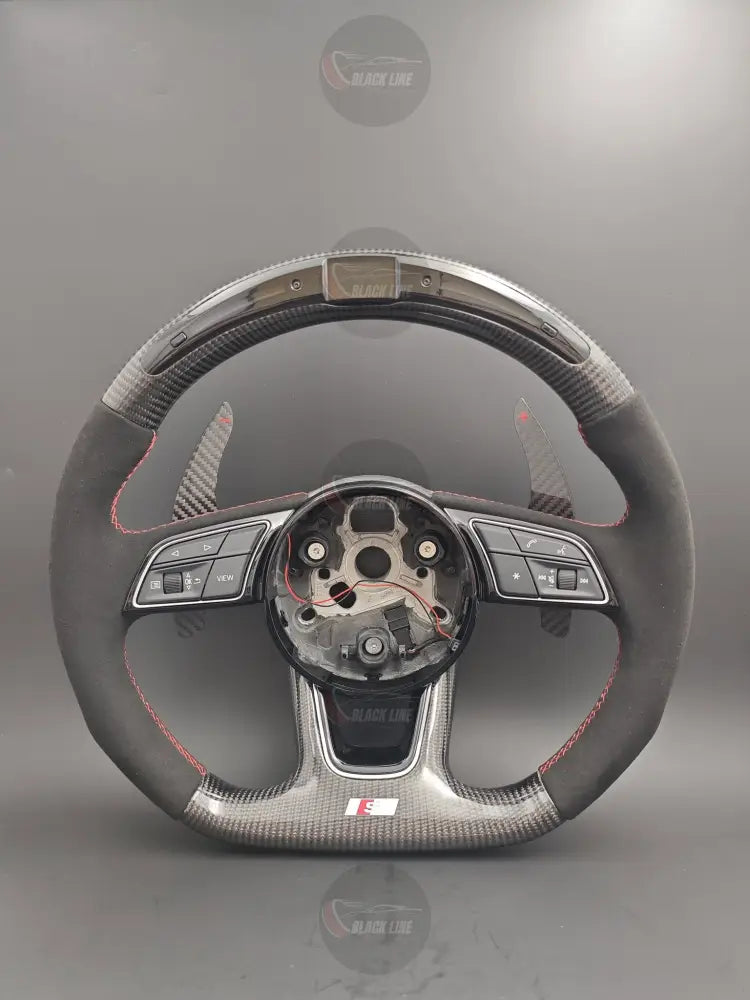 Volante Audi RS Performance Carbono + Alcantara con Pantalla Levas y Costuras Rojas