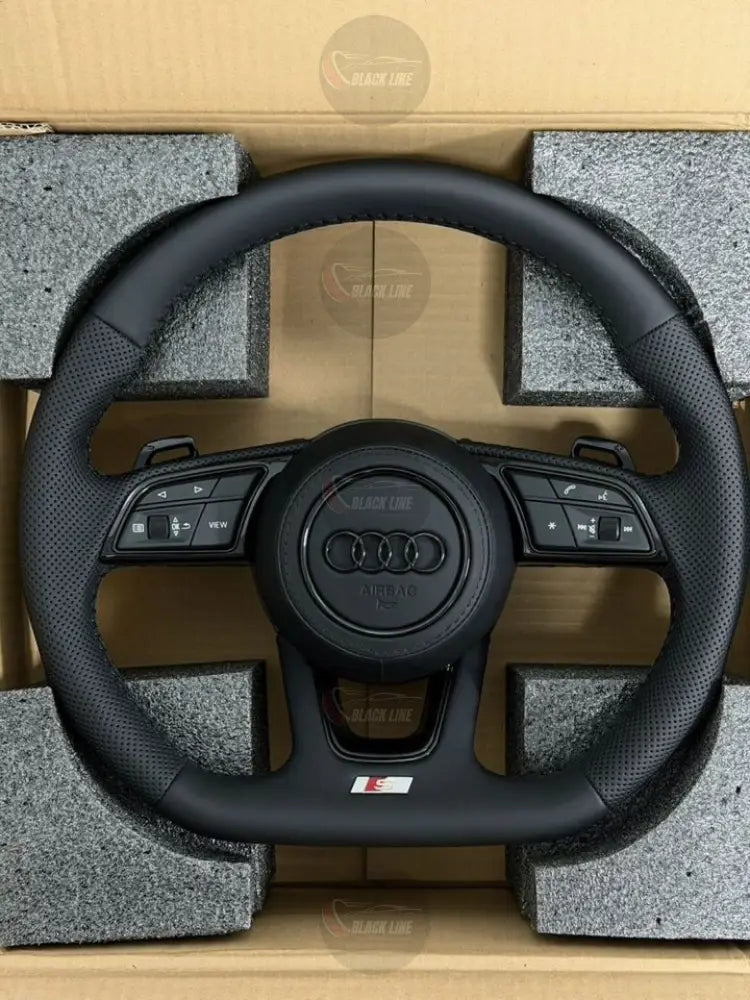 Volante Audi S line | Cuero Negro Perforado Multifunción y Levas