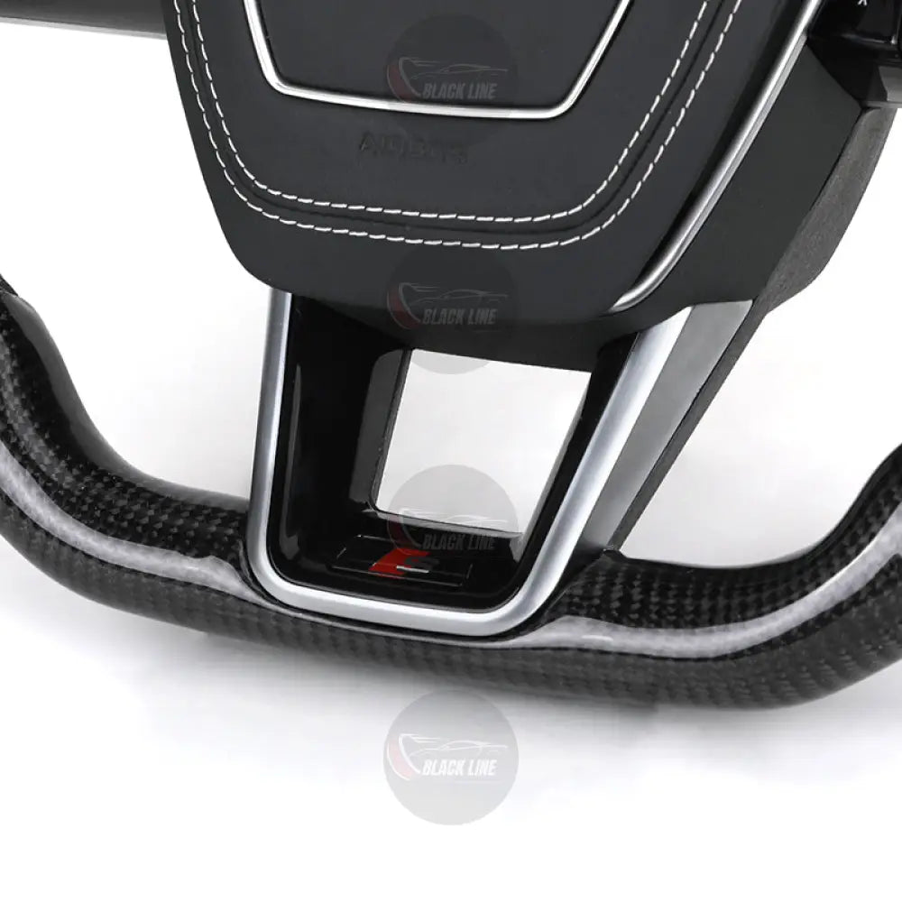 Volante Audi S Line en Fibra de Carbono y Cuero Perforado con Levas y Multifunción