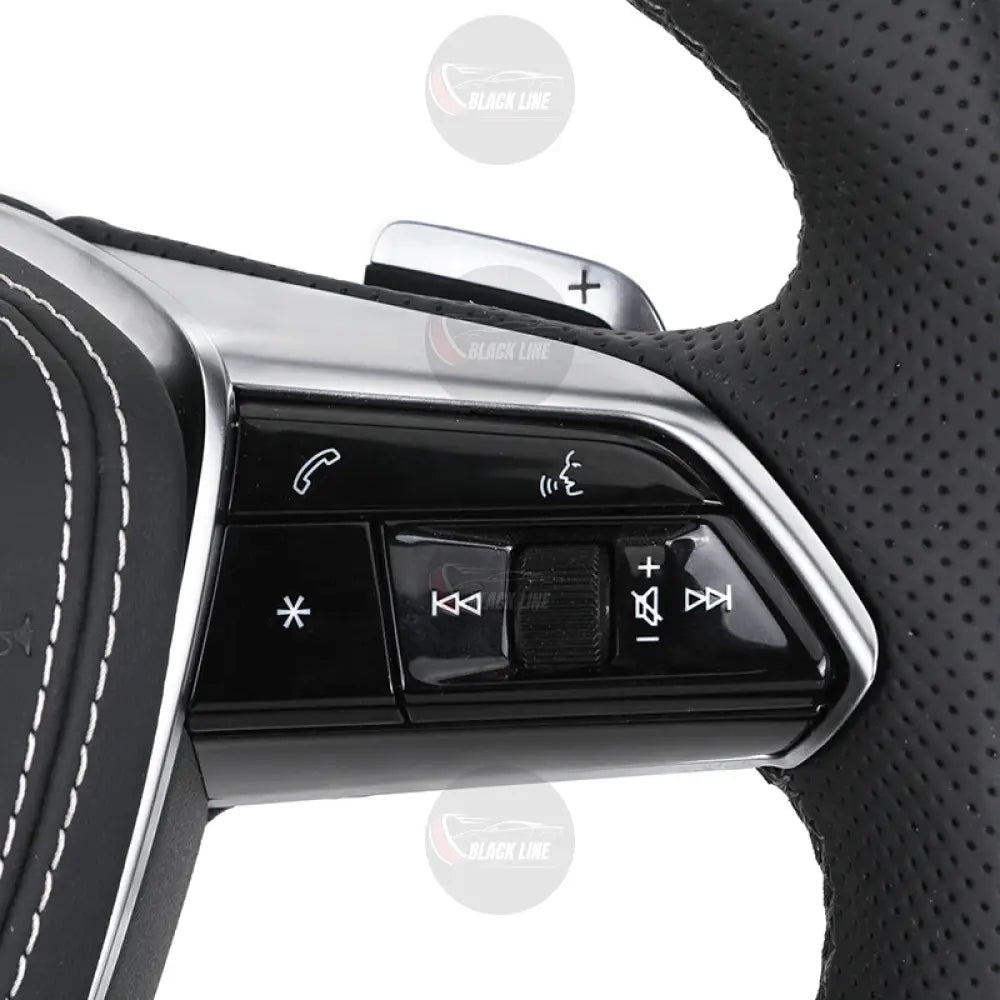Volante Audi S Line en Fibra de Carbono y Cuero Perforado con Levas y Multifunción