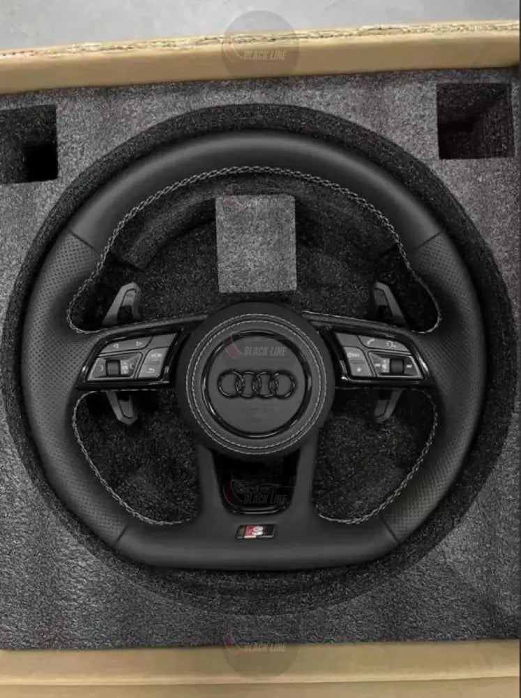 Volante Audi S/RS Deportivo en Cuero Negro Perforado con Levas y Multifunción