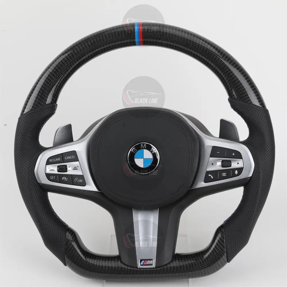Volante BMW M Carbono Brillante | Cuero Perforado y Levas