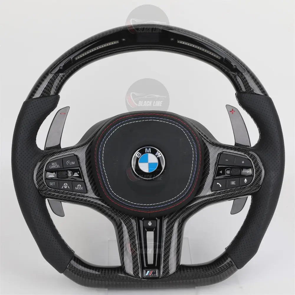 Volante BMW M Performance | Carbono Brillo Display LED y Costura Tricolor