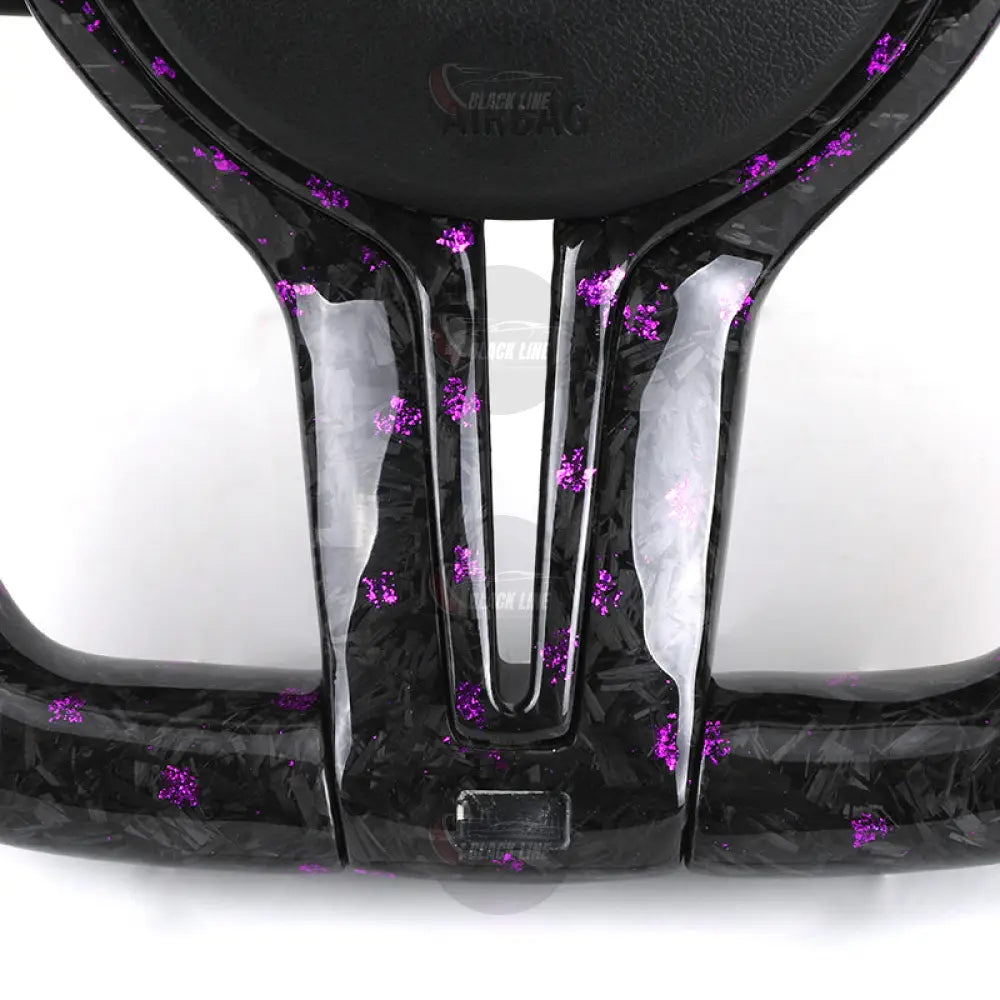 Volante BMW M Performance Estilo Racing en Fibra de Carbono con Flakes Morados Cuero Perforada Race Display y Levas