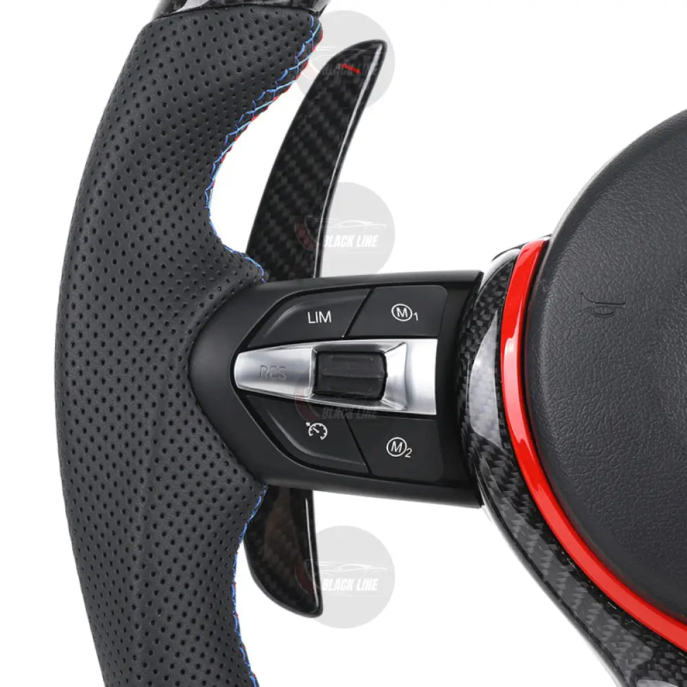 Volante BMW M Performance en Fibra de Carbono Alcantara Perforada Levas Rojas y Botones M1/M2