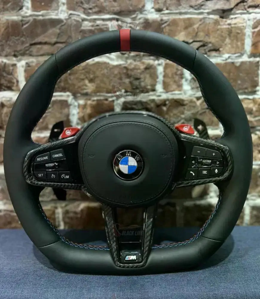 Volante BMW M Performance en Cuero Negro y Fibra de Carbono con Botones M1/M2 Levas y Multifunción