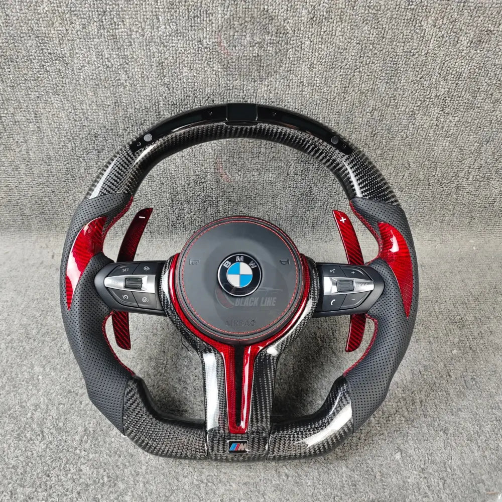 Volante BMW M Performance en Fibra de Carbono Alcantara y Detalles Rojos con Race Display Levas y M1/M2