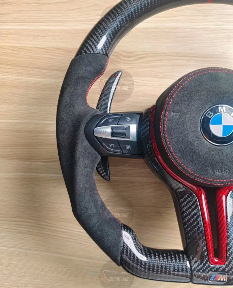 Volante BMW M Performance en Fibra de Carbono y Alcántara | Levas de Carbono Botones M1/M2 Multifunción Airbag y